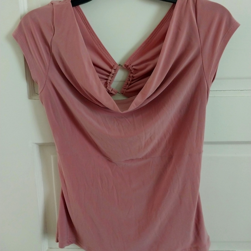 Drop neck, open back blouse